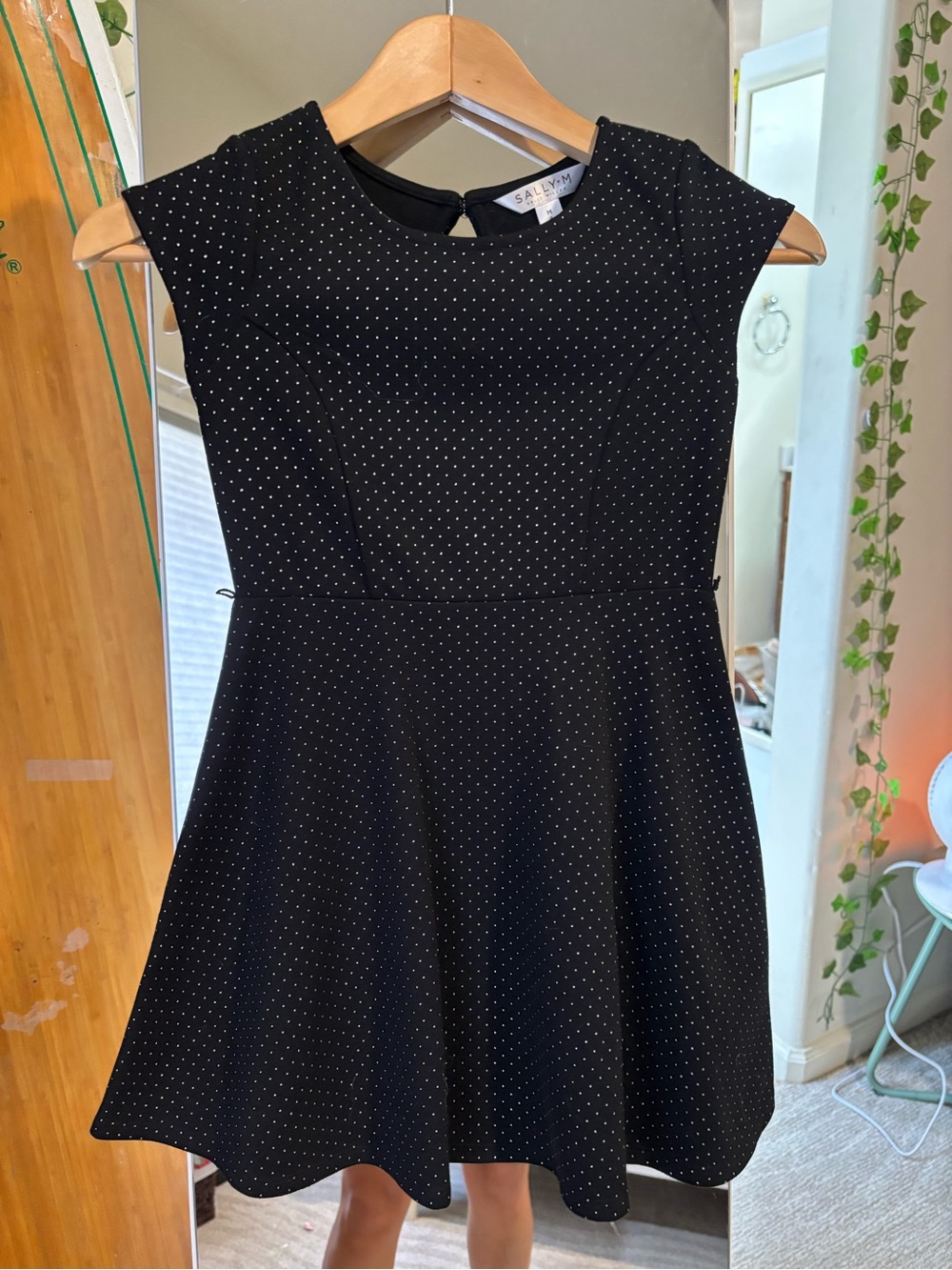 Sally Miller Girls Black Polka Dot Fit & Flare Dress size 8